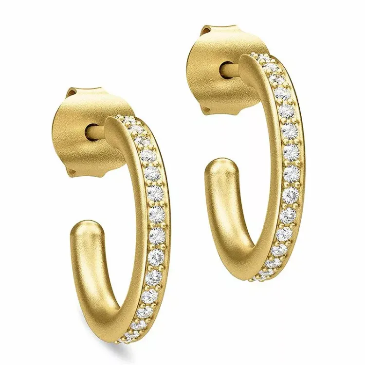 15 mm julie sandlau zirkoon oorbellen in verguld sterlingzilver witte zirkoon