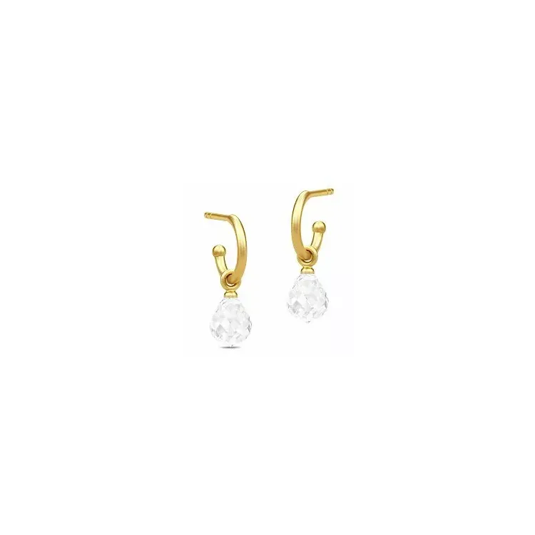 17 mm Julie Sandlau Evening Dew druppel kristal halfcreool in verguld sterlingzilver witte kristal