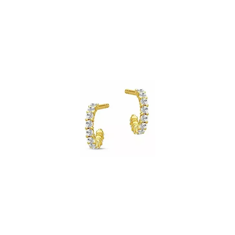 9 mm Julie Sandlau Lucia zirkoon halfcreool in verguld sterlingzilver witte zirkoon