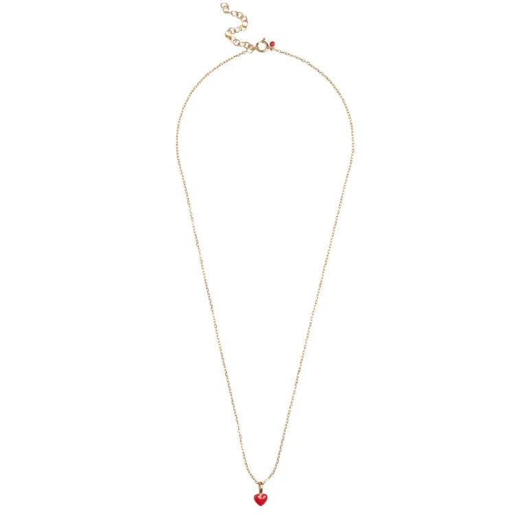 Enamel Amore hart ketting in verguld sterlingzilver rode emaille