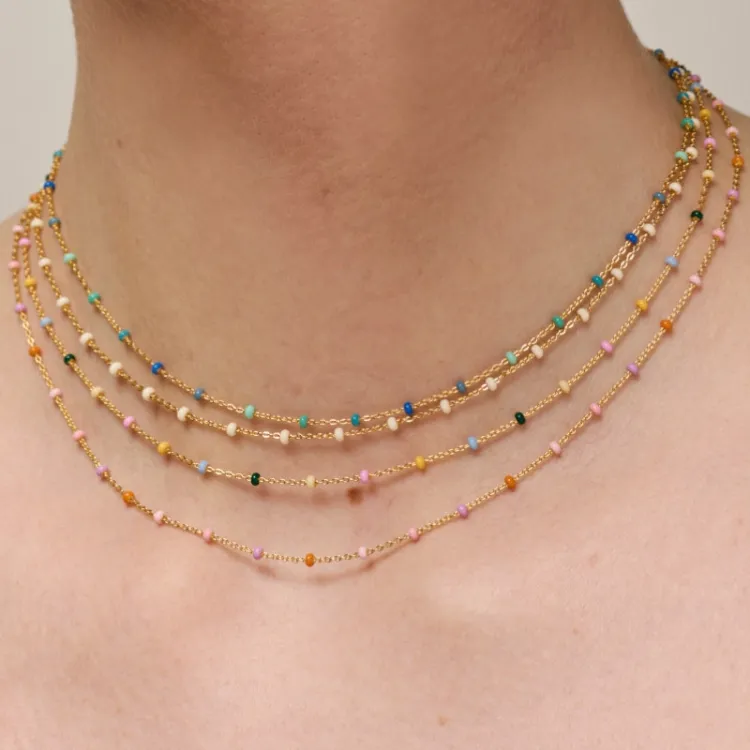 Enamel Lola Blush ketting in verguld sterlingzilver lichtpaarse emaille