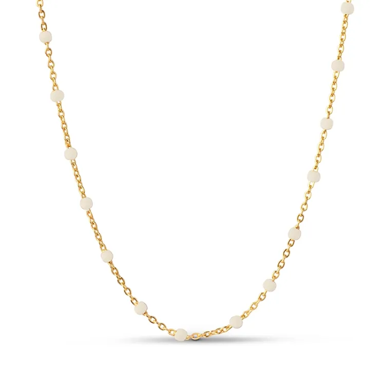 Enamel Lola Daisy ketting in verguld sterlingzilver witte emaille