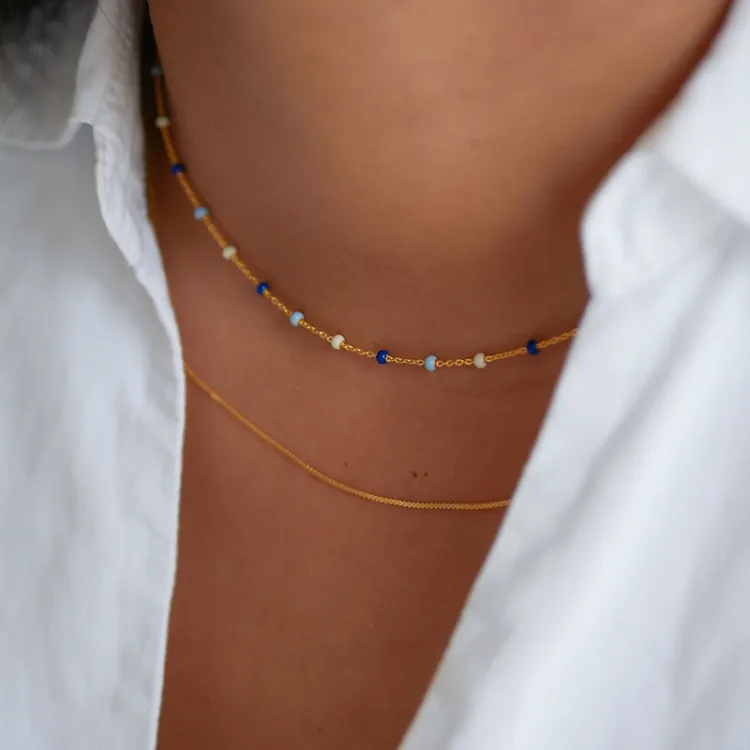 Enamel Lola Marine ketting in verguld sterlingzilver veelkleurig emaille