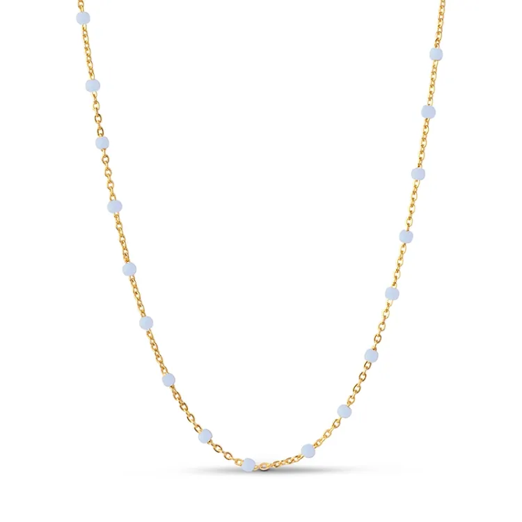 Enamel Lola Sky ketting in verguld sterlingzilver lichtblauwe emaille