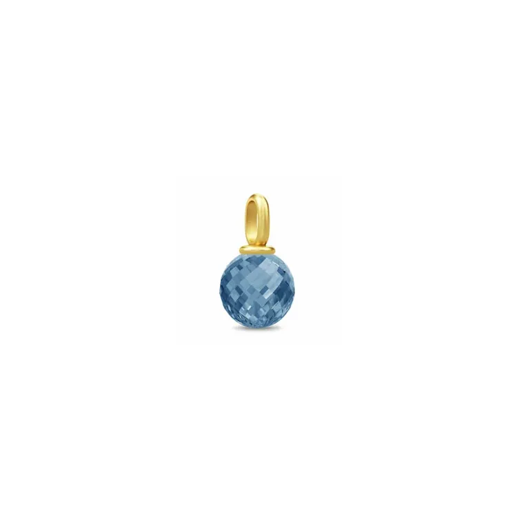 Julie Sandlau Globe rond blauwe kristal hanger in verguld sterlingzilver blauwe kristal