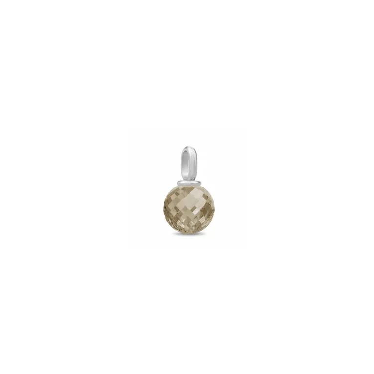 Julie Sandlau Globe rond hanger in satijn gerodineerd sterling zilver rookkleurige kristal