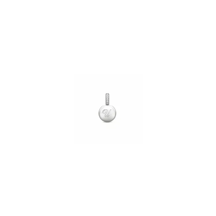 Julie Sandlau ID hanger in satijn gerodineerd sterling zilver witte zirkoon