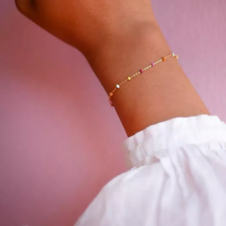 Enamel Lola Rainbow armband in verguld sterlingzilver regenboogkleurig emaille