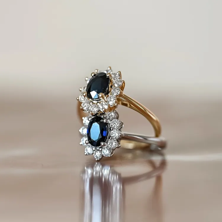 saffier rozetring in 14 karaat goud 0,55 ct 1,00 ct