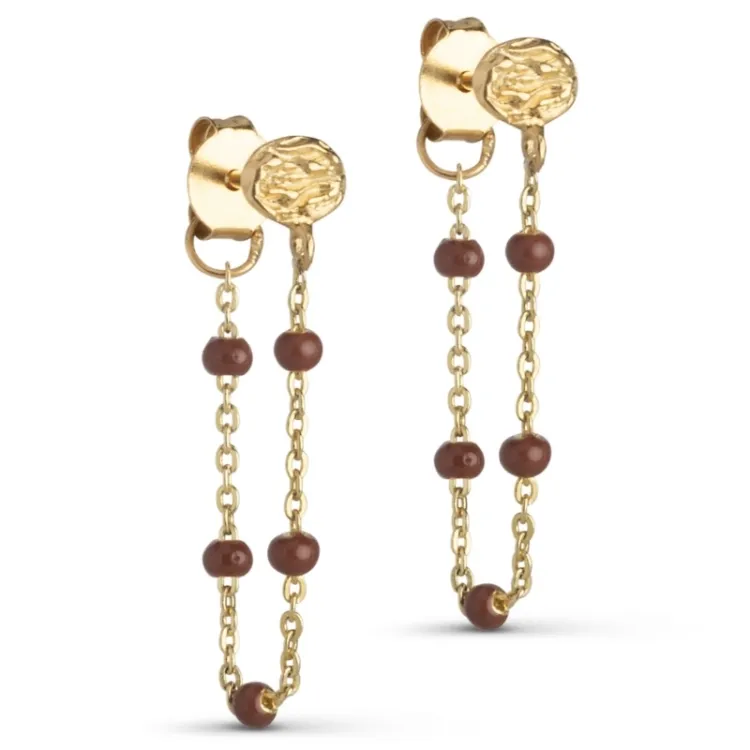 Enamel Lola Cooper oorbellen in verguld sterlingzilver