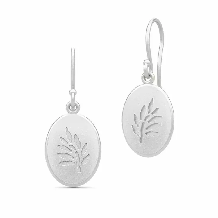 Julie Sandlau Classic blad oorbellen in satijn gerodineerd sterling zilver