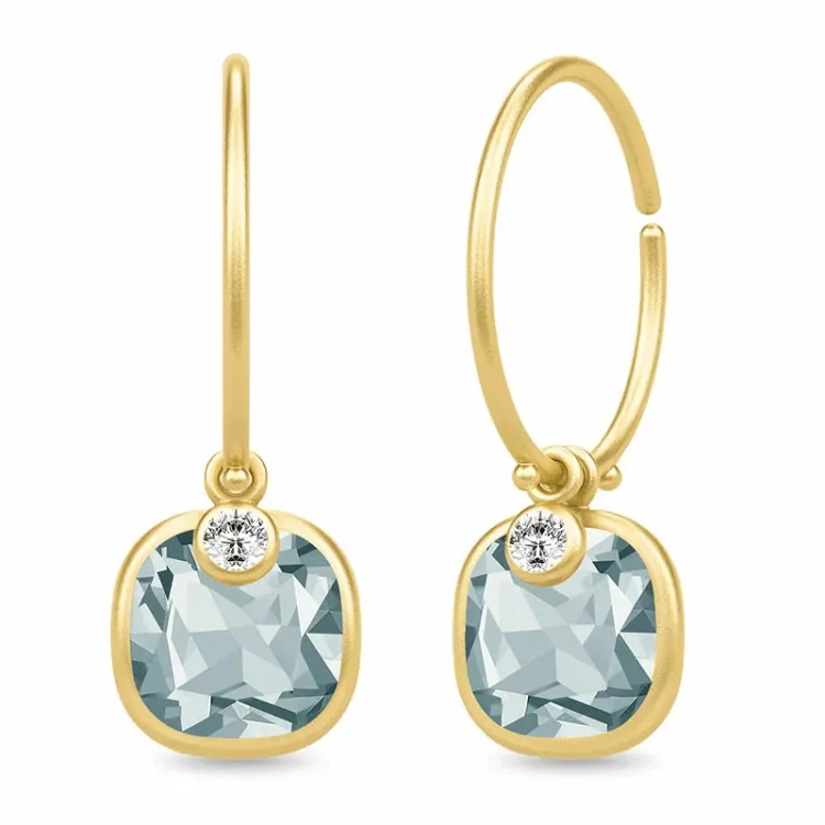 Julie Sandlau kristal creool in verguld sterlingzilver grijs kristal witte zirkoon