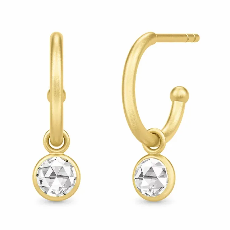 Julie Sandlau zirkoon halfcreool in verguld sterlingzilver witte zirkoon