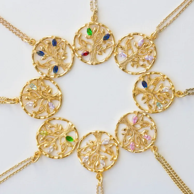boom van het leven witte hanger in verguld sterlingzilver