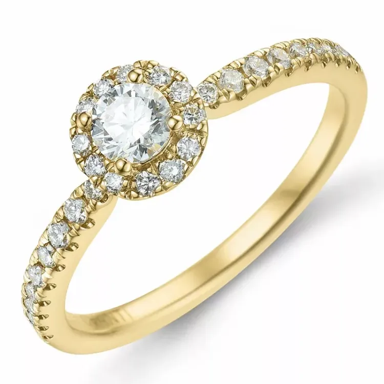 testsieraad rond diamant ring in 14 karaat goud 0,26 ct 0,246 ct