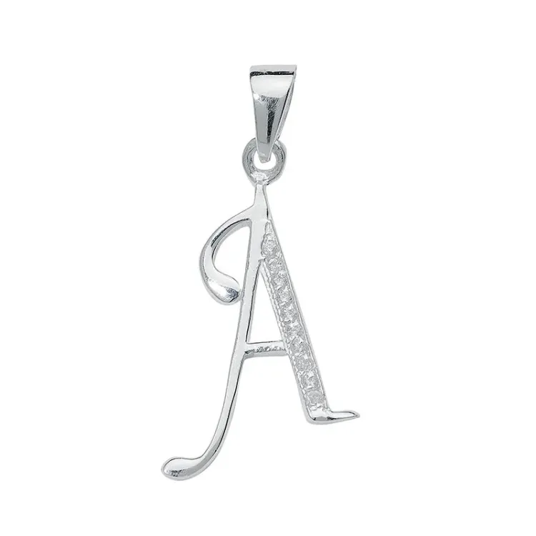 verzamelmonster letter a zirkoon hanger in zilver