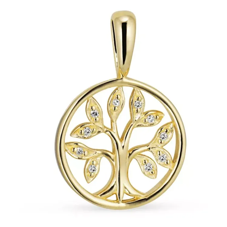 testsieraad boom van het leven diamant hanger in 8 caraat goud 0,0022 ct