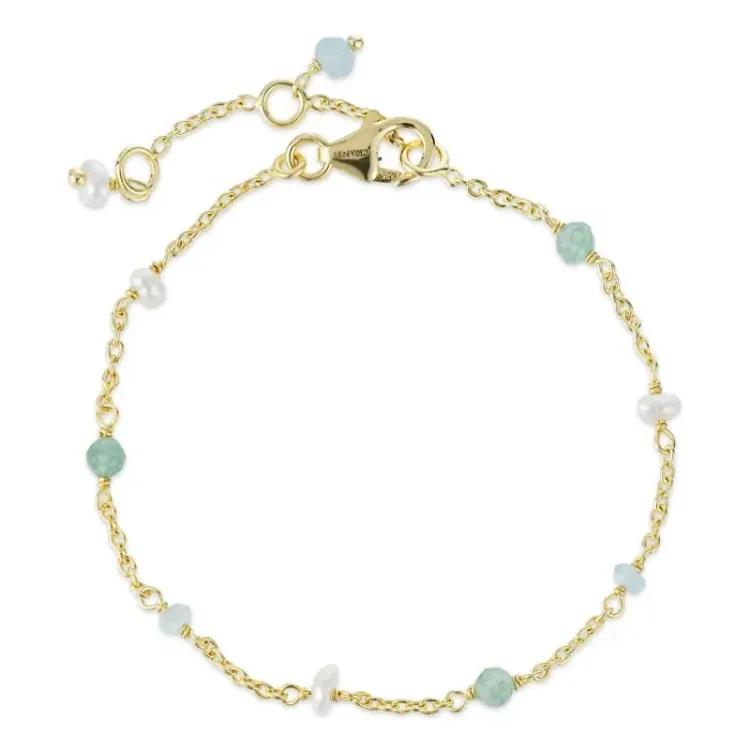 verzamelmonster steen armband in verguld sterlingzilver  x 4 mm  - Loom Stones