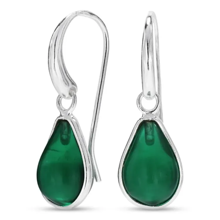verzamelmonster druppel donkergroen kristal oorbellen in zilver - Loom Stones