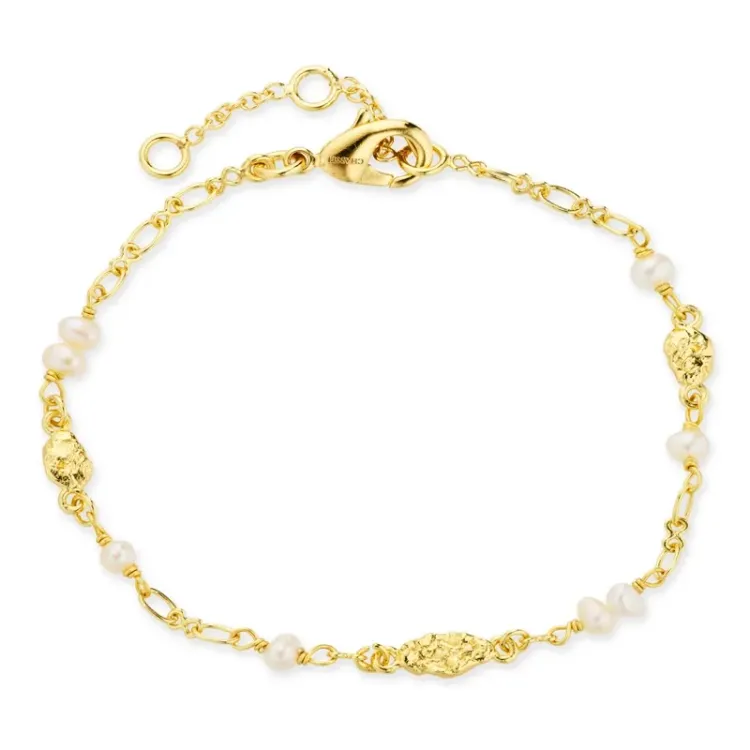 verzamelmonster parel armband in verguld messing - Eliné