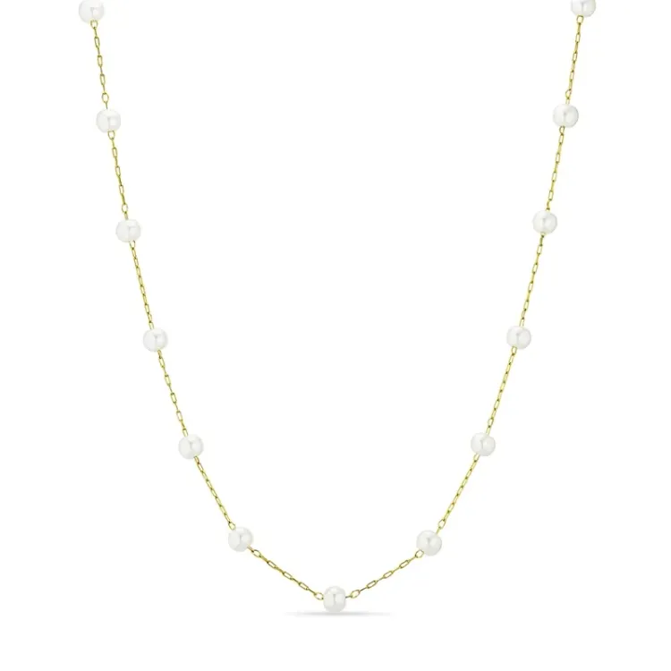 verzamelmonster parel ketting in verguld staal 41+5 cm x 4,2 mm  - OCEANA
