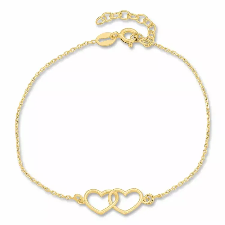 testsieraad hart armband in verguld sterlingzilver met hanger in verguld sterlingzilver