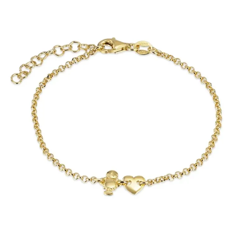 verzamelmonster familie armband in verguld sterlingzilver met Hart - Dochter in verguld sterlingzilver