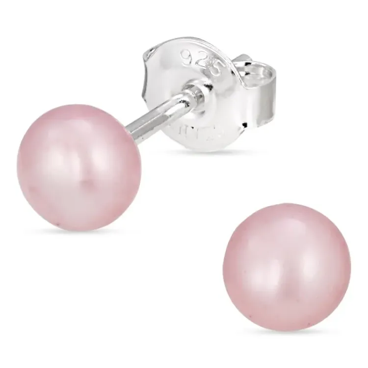 verzamelmonster roze parel oorstekers in zilver