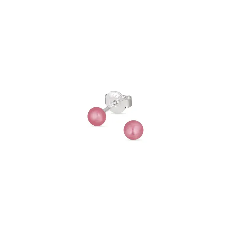 testsieraad roze parel oorstekers in zilver