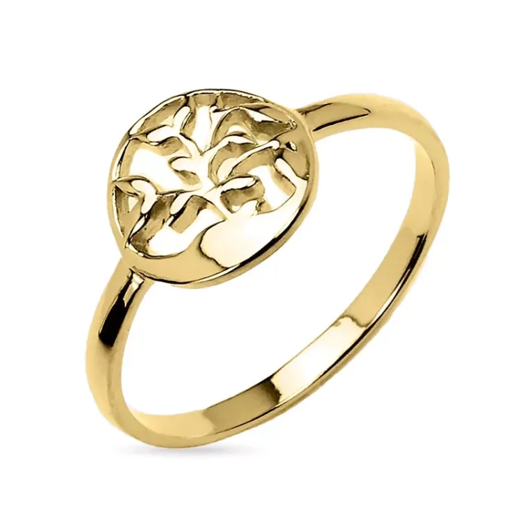 testsieraad boom van het leven ring in verguld sterlingzilver
