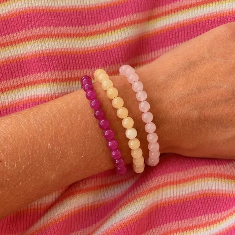 gele jadesteen armband in verguld staal - AURA