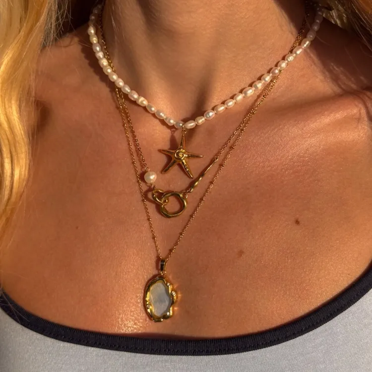 waterproof zeester ketting in verguld staal - OCEANA