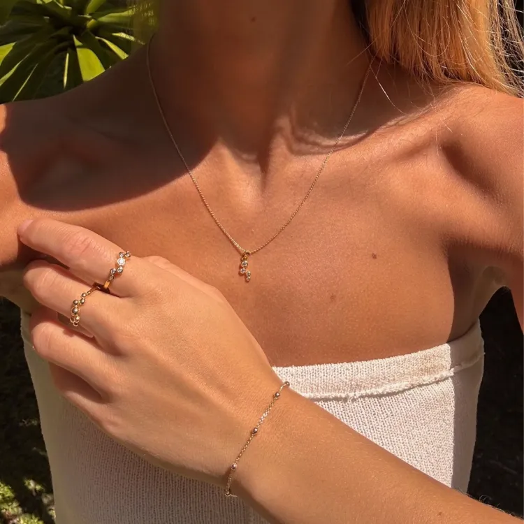 witte zirkoon ring in verguld sterlingzilver - Bubbly Sparkle