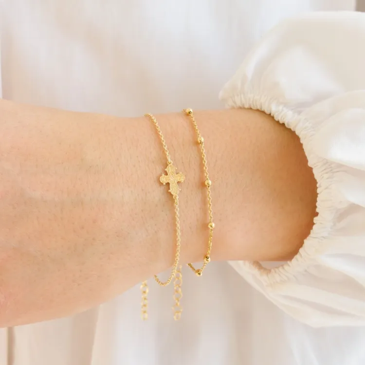 12 x 10,5 mm dagmarkruis ankerarmband in verguld sterlingzilver - Amoré