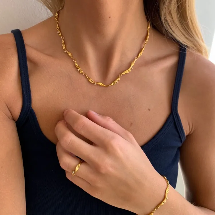 waterproof zirkoon ketting in verguld staal - OCEANA