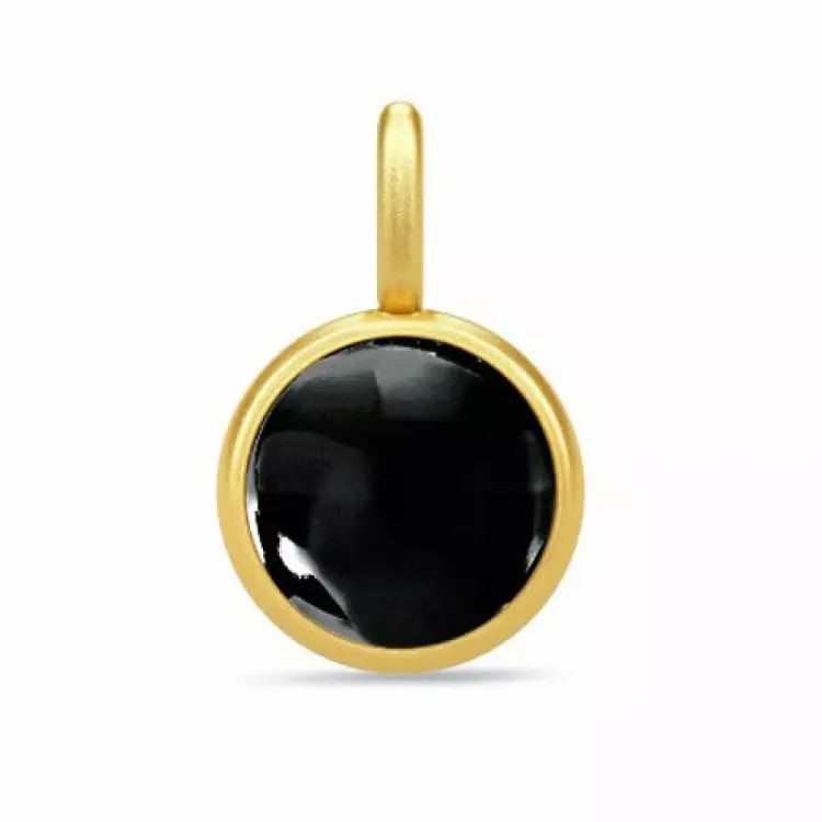 Julie Sandlau Primini rond zwart kristal hanger in verguld sterlingzilver zwart kristal