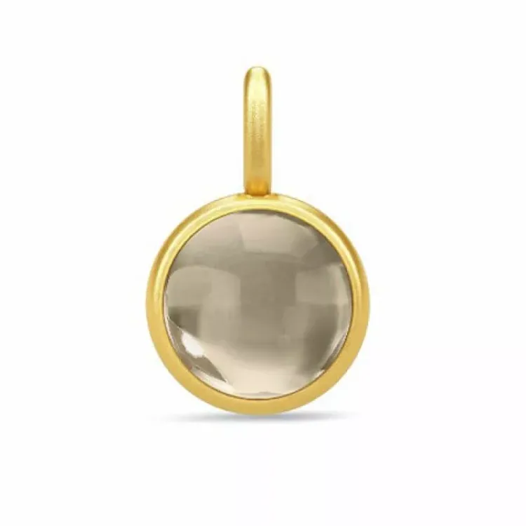 Julie Sandlau Primini rond rookkleurige kristal hanger in verguld sterlingzilver rookkleurige kristal