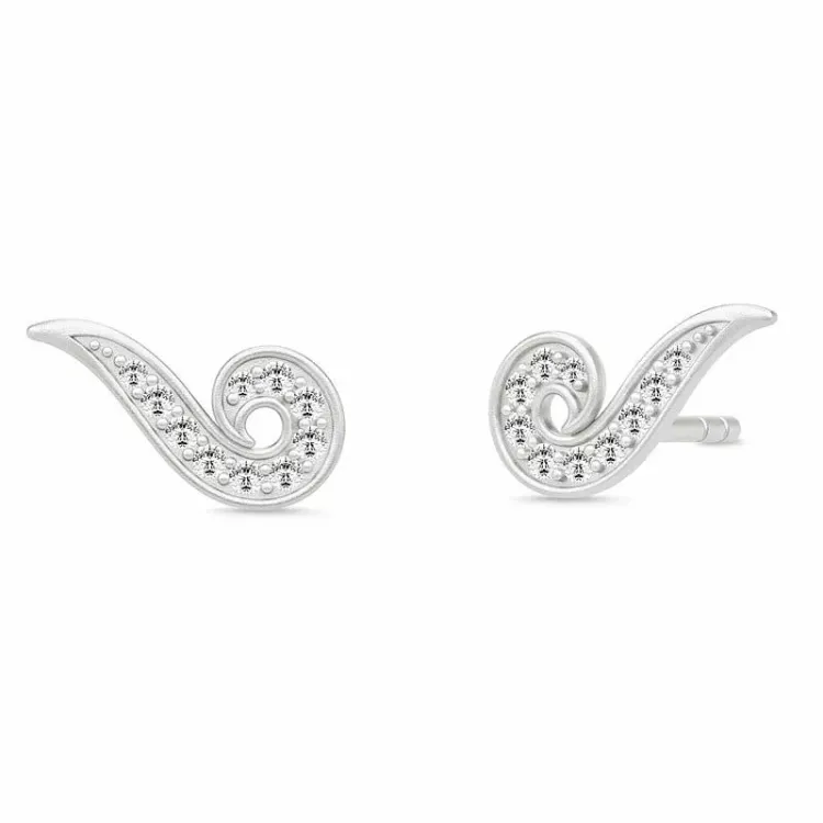 Julie Sandlau Ocean zirkoon oorbellen in satijn gerodineerd sterling zilver witte zirkoon