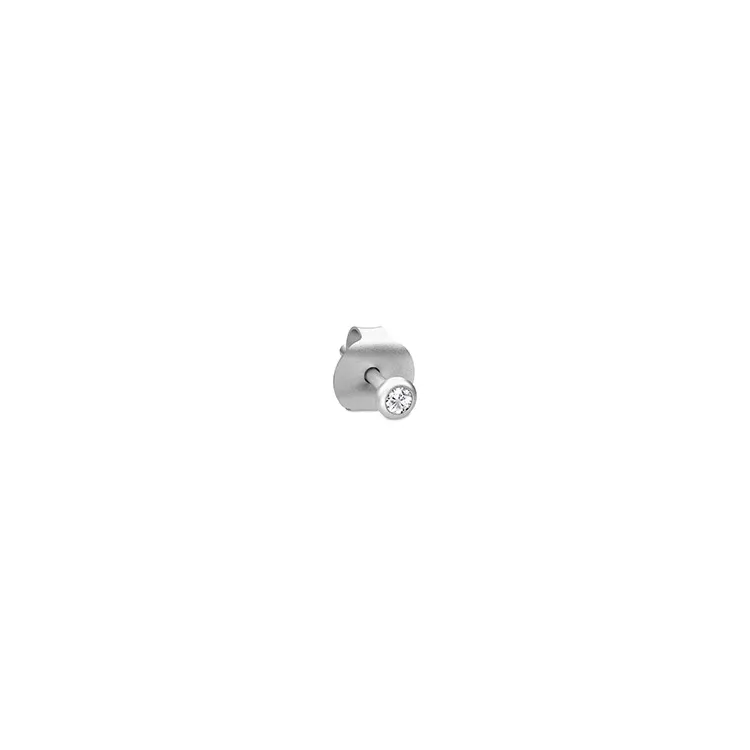 1/2 paar Julie Sandlau FINESSE rond oorbellen in satijn gerodineerd sterling zilver witte zirkoon