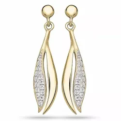 verzamelmonster ovaal gouden oorbel in 9 karaat goud met zirkoon