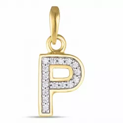 letter p zirkoon hanger in 9 karaat goud