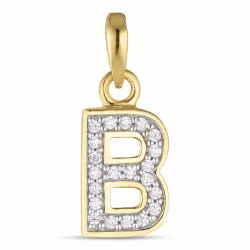 Elegant letter b zirkoon hanger in 9 karaat goud
