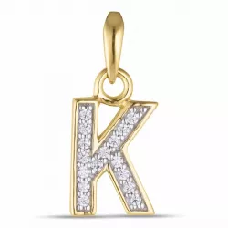 letter k zirkoon hanger in 9 karaat goud