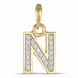 Elegant letter n zirkoon hanger in 9 karaat goud