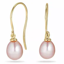 Ovaal 7 - 8 mm aaa-graded zoetwaterparel oorbellen in 14 karaat goud met