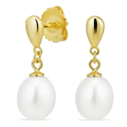 7 - 8 mm parel oorbellen in verguld zilver