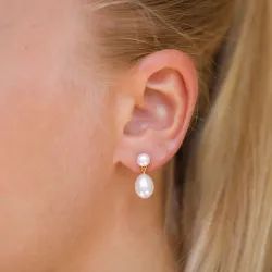 7 - 8 mm parel oorbellen in verguld zilver