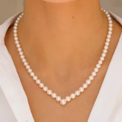 V-vorm parelkettingen met zoetwaterparel en zoetwaterparel.