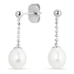 lange parel oorbellen in zilver