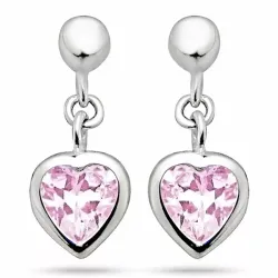 Klein hart roze zirkoon oorbellen in zilver met rhodinatie